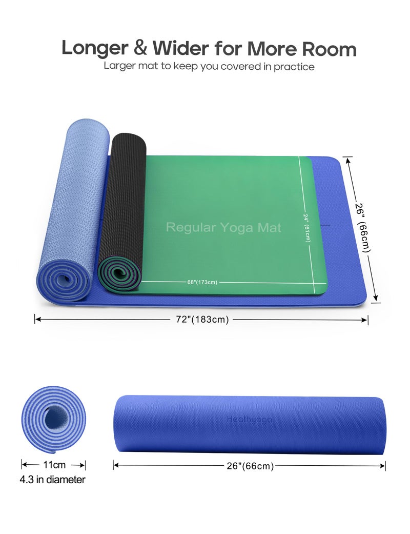Heathyoga Eco Friendly Non Slip Yoga Mat, Body Alignment System, SGS Certified TPE Material - Textured Non Slip Surface and Optimal Cushioning,72"x 26" Thickness 1/4" Pink - Image 5